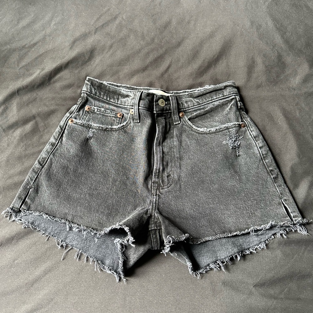 Abercrombie & Fitch Black Distressed Denim Shorts